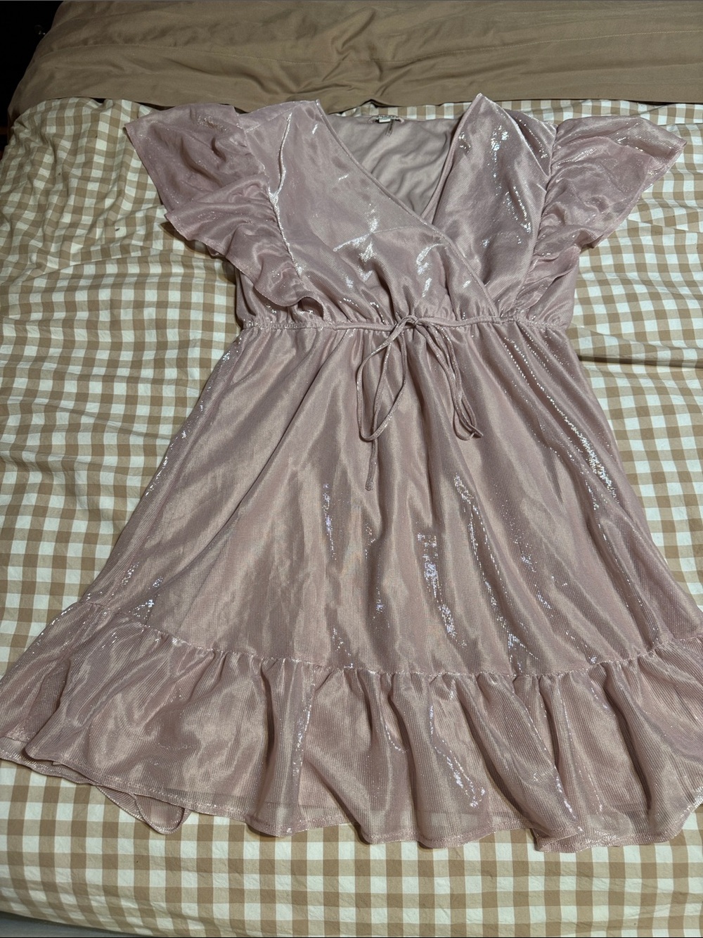 ANDREE BY UNIT Shimmery Dusty Pink Mini Dress